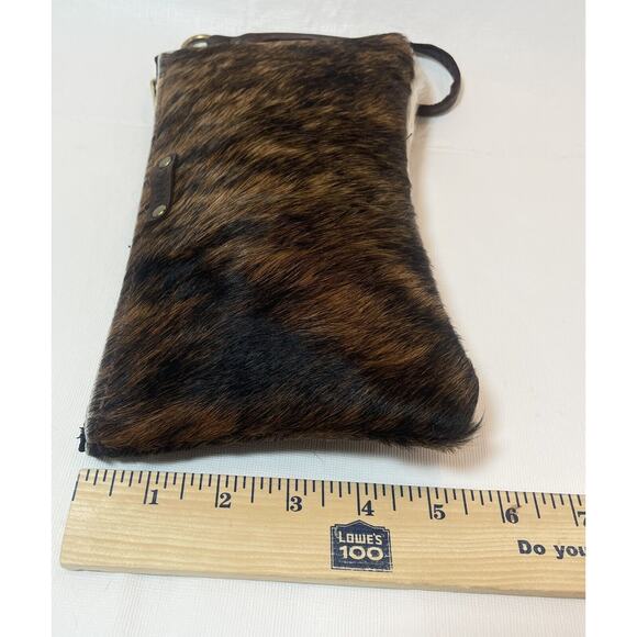 Wild Goose Clutch Hair on Hide Leather Wristlet Brown Small Zip Western Boho - Picture 13 of 13